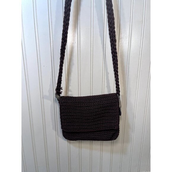 THE Sak Crochet Crossbody Purse Small Mini 7” X 7” Excellent Brown - Picture 3 of 16